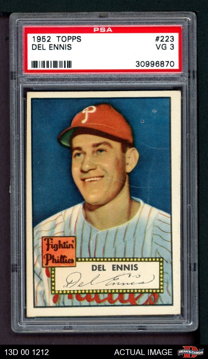 1952 Topps #223 Del Ennis Phillies PSA 3 - VG