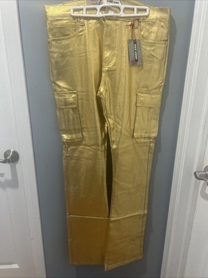 Armor Jeans ASJ01 Men s 36x36 Stacked Denim Gold Metallic Wash Off Finish $110