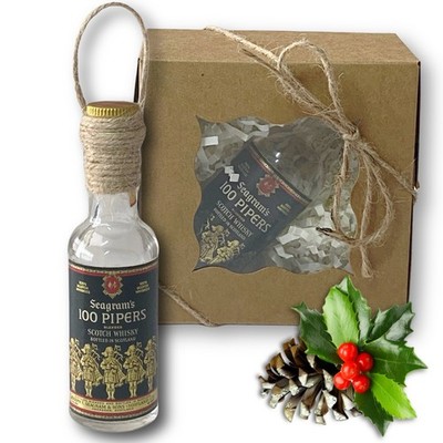 Seagram's 100 Pipers Scotch Whisky Artisan Vintage Glass Bottle Ornament
