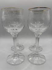 Vintage Bohemia Crystalex crystal wine glasses 4x pattern cut etched scroll