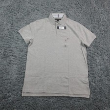 Tommy Hilfiger Polo Shirt Mens Medium Gray Regular Stretch Classic Casual NWT