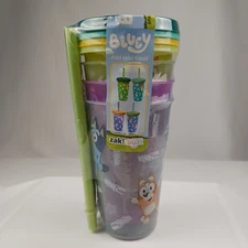 Bluey Color Changing Tumblers 4 Pack Zak! Everyday Smiles with Lids & Straws NEW