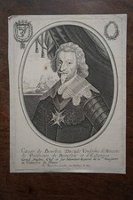 CESAR DE BOURBON (1594-1665). PORTRAIT ENGRAVING 18th century MILITARY GENTLEman