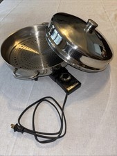 Farberware 12" Electric Stainless Steel Skillet Made in USA Model 344A w/ insert