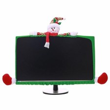 Christmas Computer Monitor Cover Elastic Xmas Decorations Reindeer Snowman