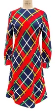 SUZY PERETTE by VICTOR COSTA Vintage 60s Women's LS Dress - Sz M/L - Bold Tartan