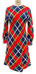 SUZY PERETTE by VICTOR COSTA Vintage 60s Women's LS Dress - Sz M/L - Bold Tartan