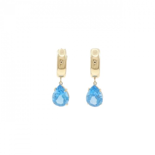 Orecchini A Clip Con Topazio Blu E Goccia D'Acqua In Argento 925 - Gioielli Eleganti Per Donna, Regalo Di Nozze