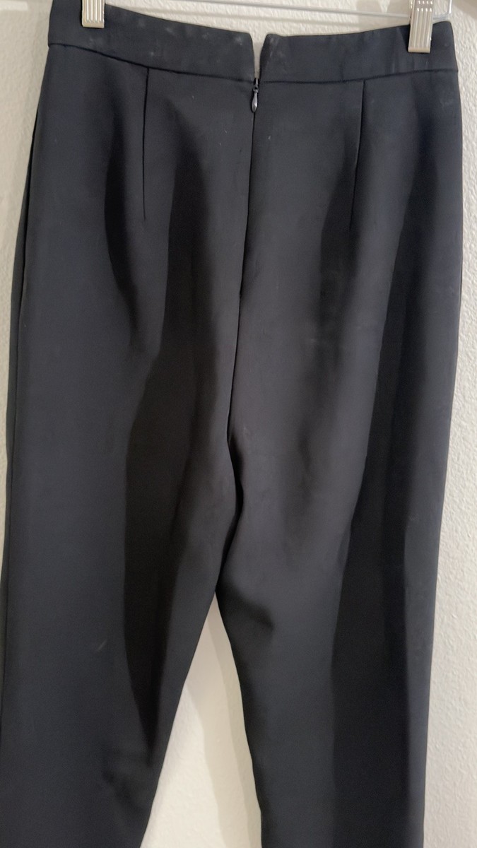 SELF PORTRAIT Crepe Front Zip Split Trousers Slim Pants Pleats Black Size US 4 View 4