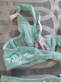 NEW Victoria's Secret Tease Lace Demi Bra 36B and Cheeky Panty Size Small Set
