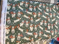 Christmas Cats cotton fabric In the Beginning Jason Yenter Choice of size