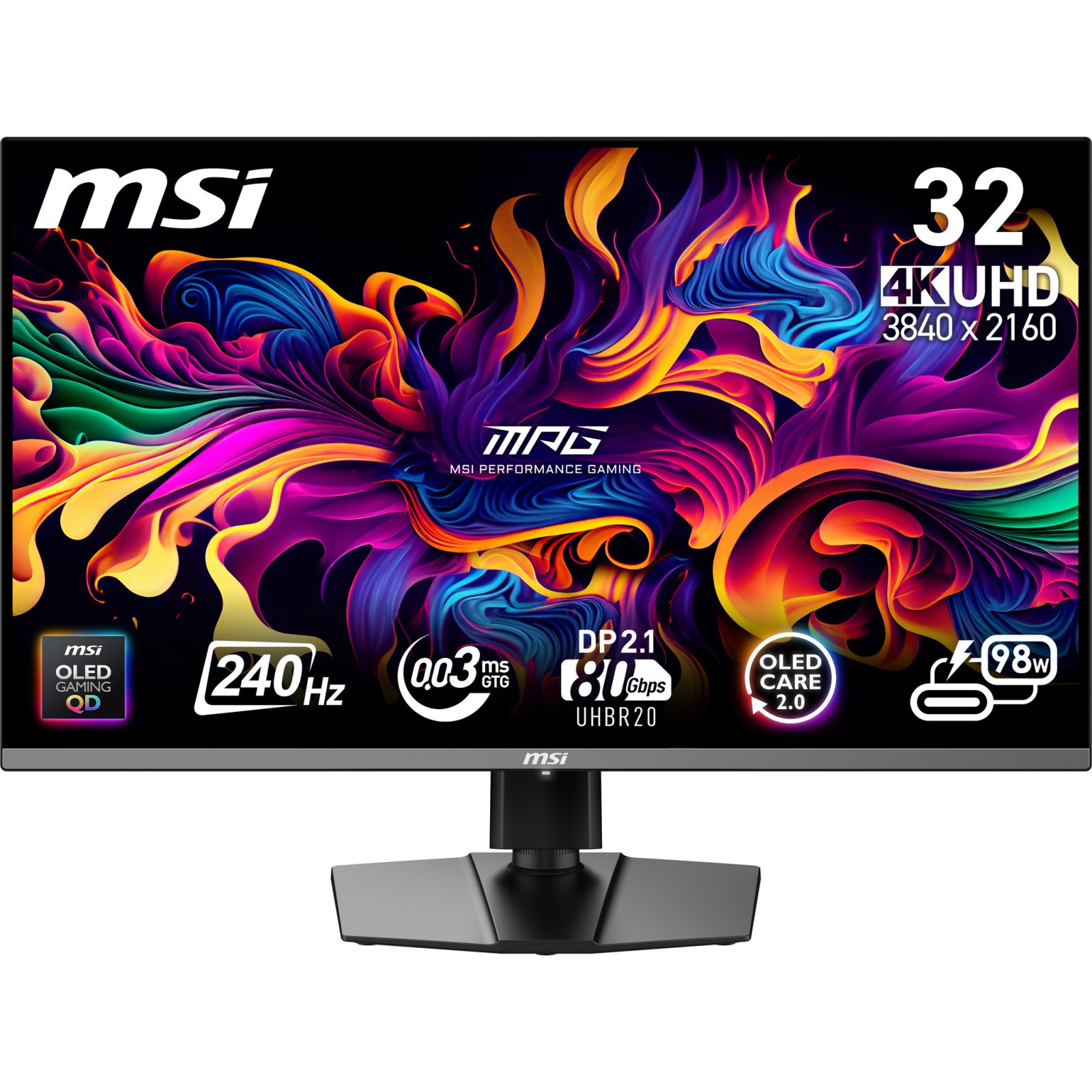 MSI MPG 322URX Monitor Gaming 31.5" 4K QD-OLED 240Hz G-SYNC Compatible Nero