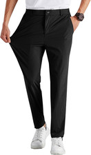 Mens Stretch Golf Pants Casual Slim Fit Dress Pants Elastic Waist Tapered Work C