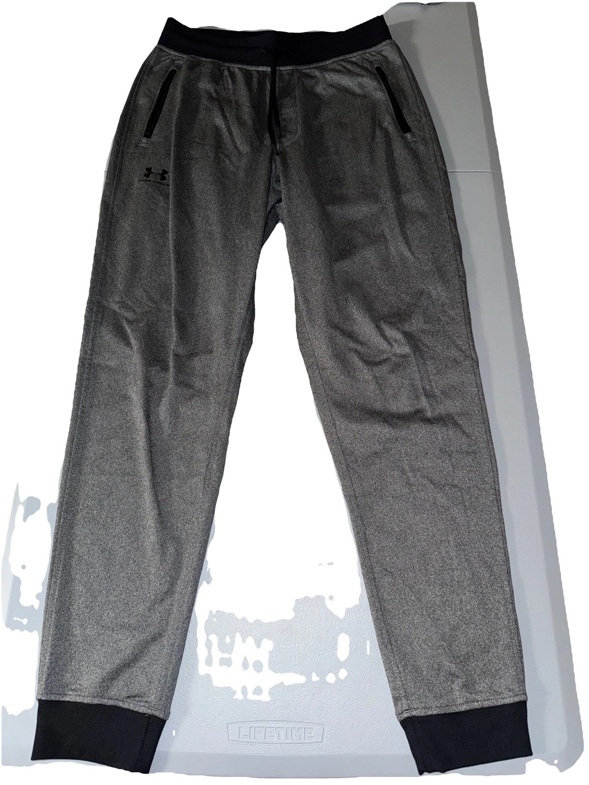 Under Armour Pants Mens Loose Fit Athletic Jogger Zipper Pockets Polyester SZ M