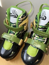 Wing Foot Training In Line Kids Skates Adjustable Sizes 9.5 To 12 Light Up Green