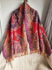 Womens Pashmina Scarf pure wool indian boho beaded paisley wrap shawl boho hippy