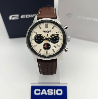 ゲトモ Casio Edifice Racing Classics EFR-575L-7ADF Cream Leather Strap