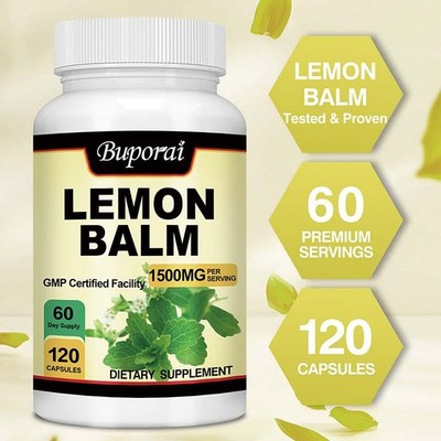 Buporai Lemon Balm Extract Supplement 1500mg, Natural Ingredient, 120 Capsules