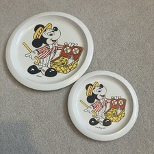 Disney Mickey Mouse Melamine Plate Set Vintage 1970/80 Cole & Manson Retro Pinic