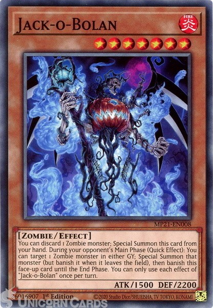 MP21-EN008 Jack-o-Bolan Common 1st Edition Mint YuGiOh Card