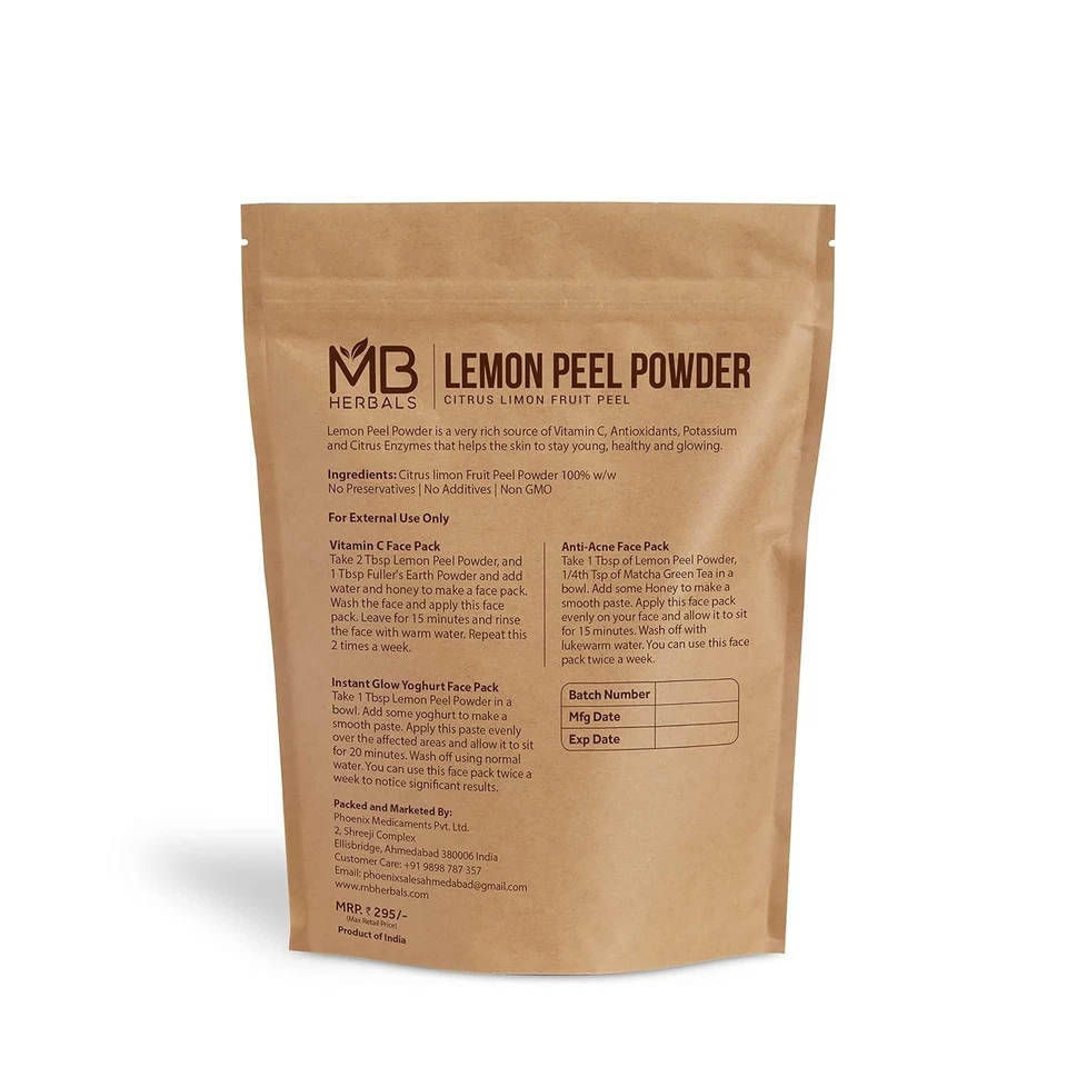 Lemon Peel Powder 100g – MB Herbals Natural Skin Brightening & DIY Face Mask - Image 3 of 3