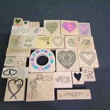 Lot of 27 Valentines/Heart Wooden Rubber Ink Stamps