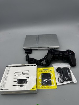 Sony Silver PlayStation 2 PS2 Slim Console Bundle Tested & Serviced