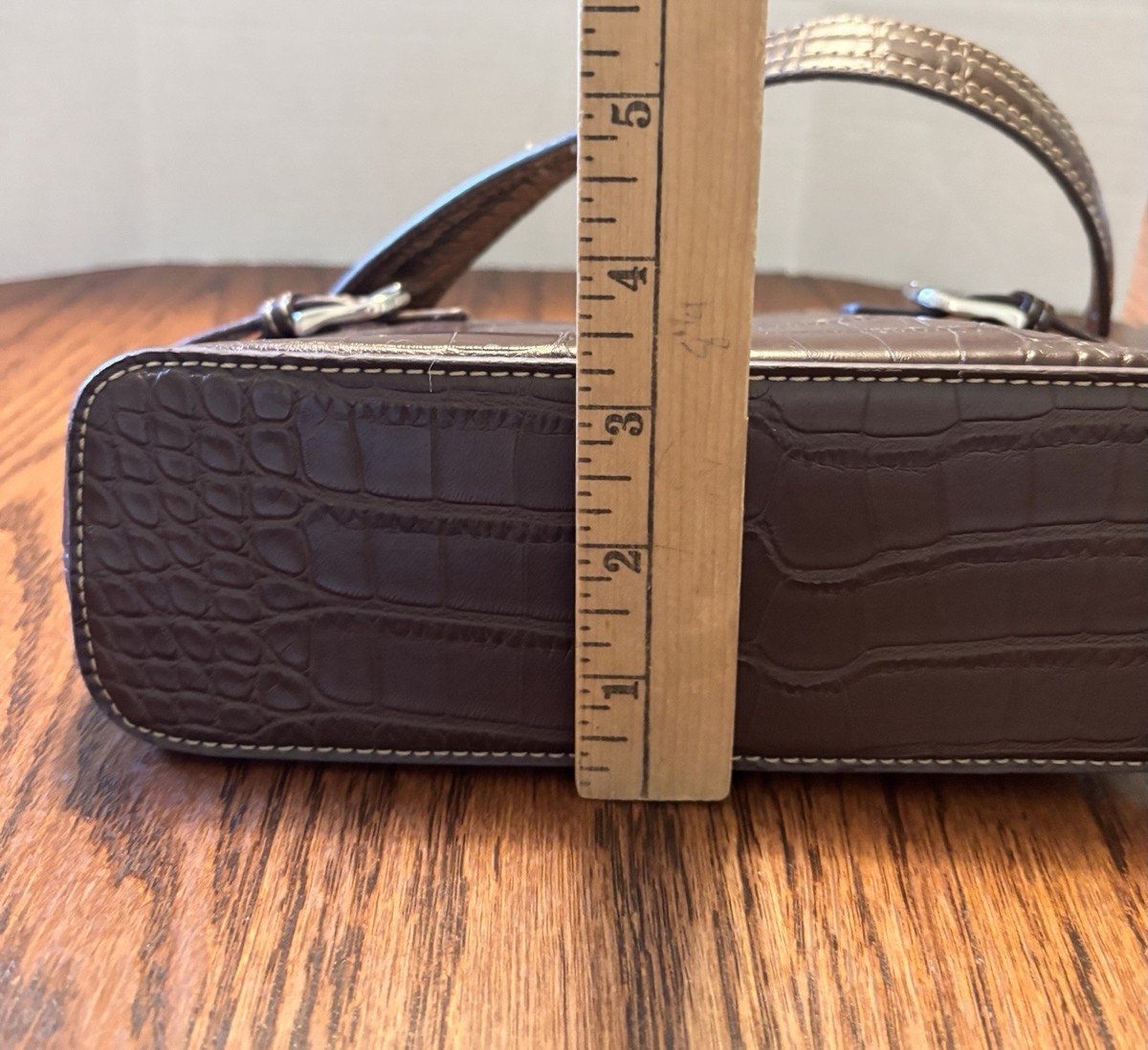 Vintage TOMMY HILFIGER Mini Shoulder Handbag Brown Faux Crocodile