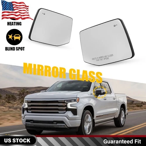 2PCS Mirror Glass w/ Heated & Blind Spot For 2019-2024 Chevrolet Silverado 1500