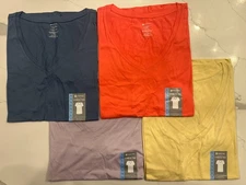 4 PACK MEMBERS MARK LADIES ESSENTIAL SHORT SLEEVE V-NECK TEE NEW WITH TAGS NWT