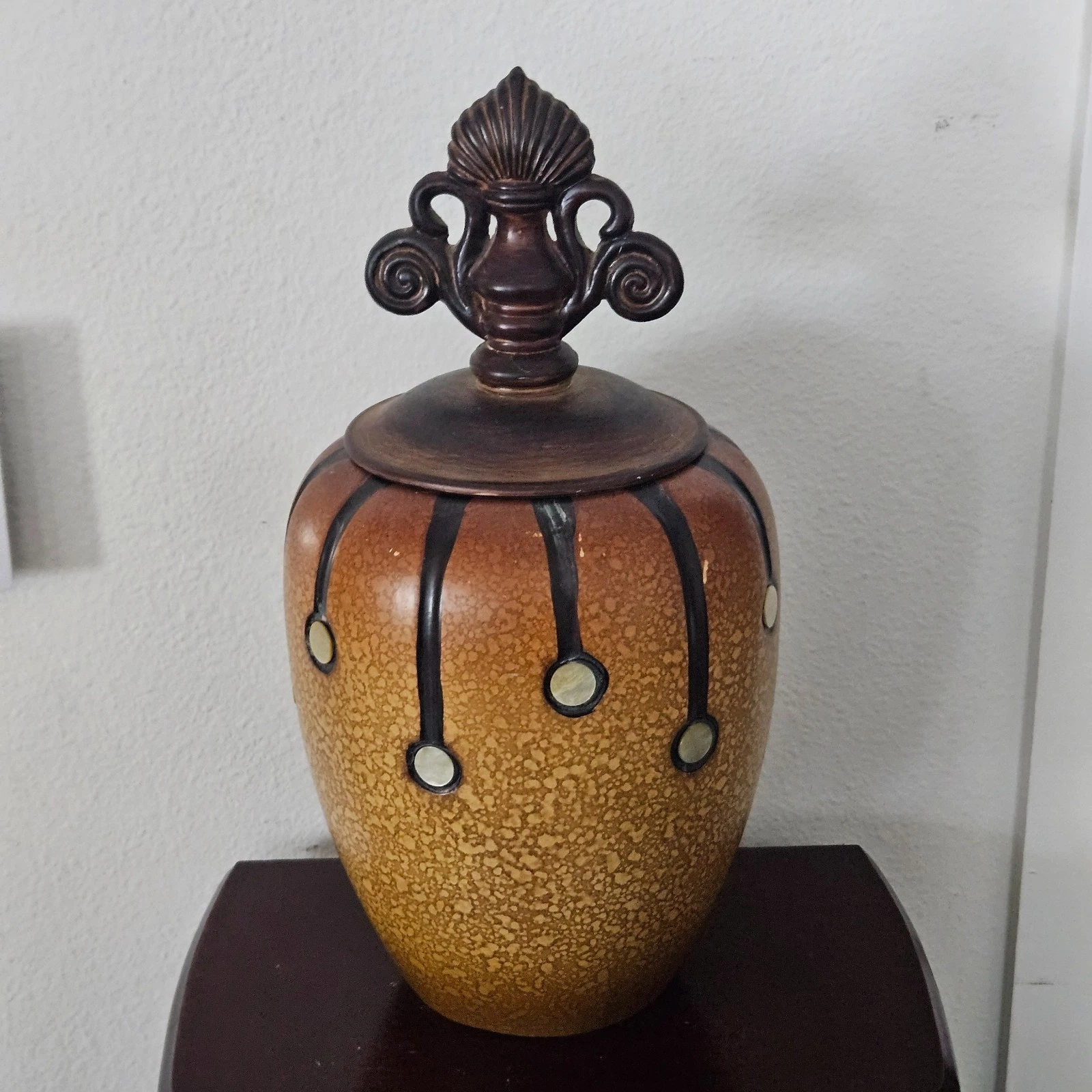 Brown Ginger Jar Decorative Urn Lidded Ceramic Vase 16 inch Tall Decor Art
Opens in a new window or 