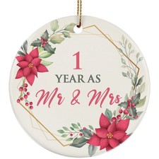 1 Years As Mr And Mrs 2025 Ornament 1st Anniversary Together Christmas Gifts