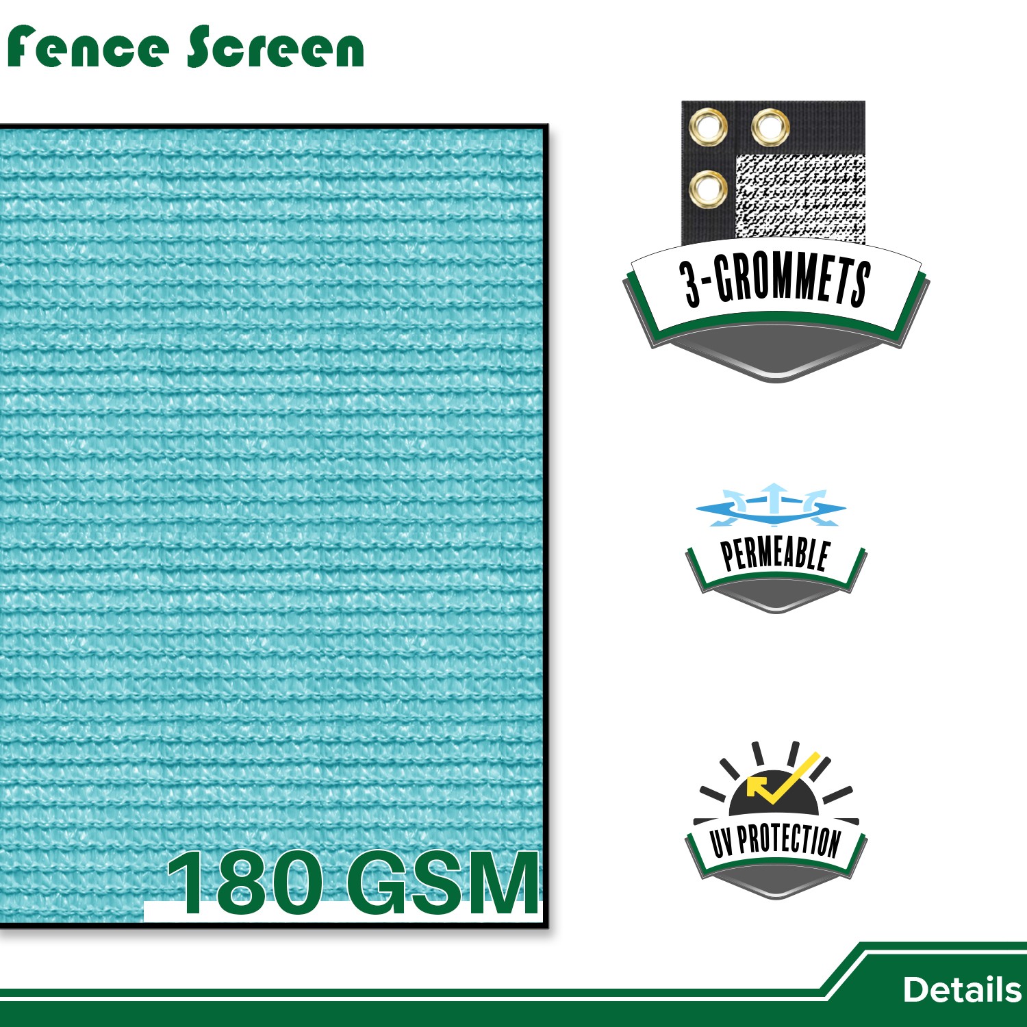 10ft Turquoise Privacy Fence Screen Shade Cover Cloth Fencing Patio Pool Outdoor
