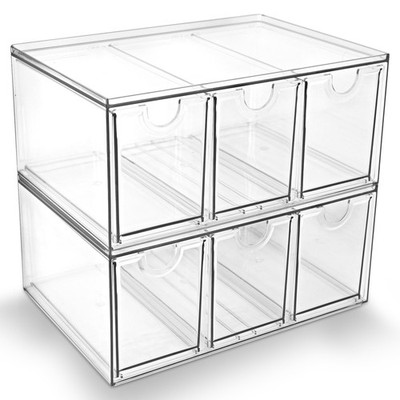Acrylic Makeup Organizer, 2 Pack Stackable Storage Drawers with 6 Drawers for...