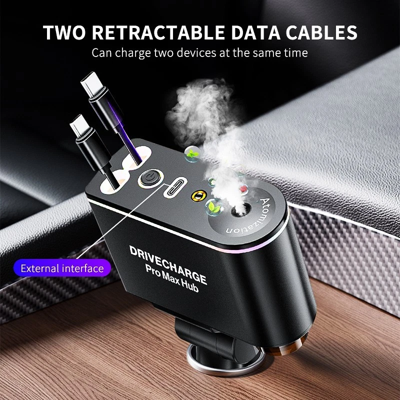 5 en 1 66W Coche USB-C Cambiador Rápido Ambientador Difusor y Luces Estrella Foto 4 de 4