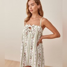 Reformation Winifred Mini Floral Dress Linen White Size 6.