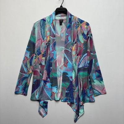 Clara Sun Woo Women Colorful Open Drape Cardigan Sweater XL X-Large C094 -17