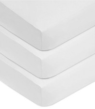 3 Pack 100 Natural Cotton Fitted Crib Sheets 52" X 28" - Soft, Breathable, Hypo
