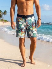 Hurley Board Shorts Mens 30 Blue Floral Tropical Classic Surf Swim Trunks