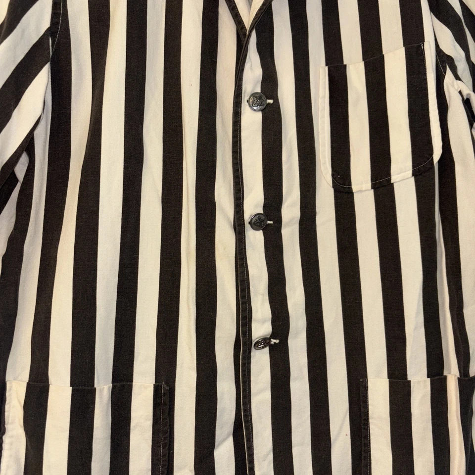 Винтажный пальто Blazer куртка женщин Sz Lg коричневый бежевый в полоску 70-х жук сок опрятный - Изображение 2 из 4