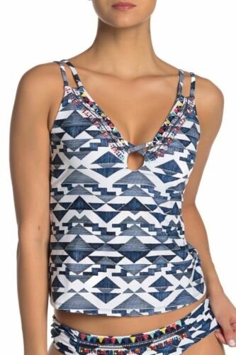 Lucky Brand X-Small Deep Indigo Blue Going South Tankini Swimsuit TOP XS NWT