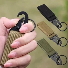Tactical Gear Clip Nylon Key Ring Holder Belt Keychain for EDC Molle Webbing