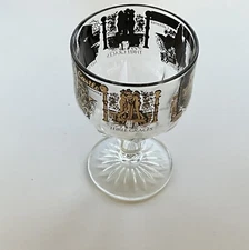 Hearst Castle Souvenir Glass Goblet Gold Black Shiny Cool And In Great Shape