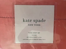KATE SPADE Twin Sheet Set Coral Pink Cotton Sateen 300TC NEW