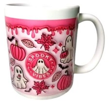 Spooky Vibes Halloween Ghost Coffee Mug  Pink...