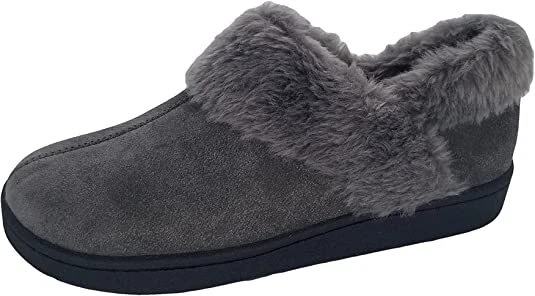 Zuecos Clarks Interior y Exterior Gris Zapatilla Acogedora Lana Mula Sin Cordones Forrados de Piel