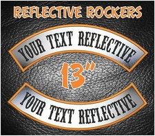 CUSTOM EMBROIDERED REFLECTIVE 13" MC ROCKER PATCH TOP OR BOTTOM BIKER MOTORCYCLE