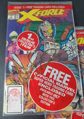 X-Force 1 Set of 5 Limited Edition Signed Rob Liefeld Deadpool Rookie Comicmania - Picture 2 of 10