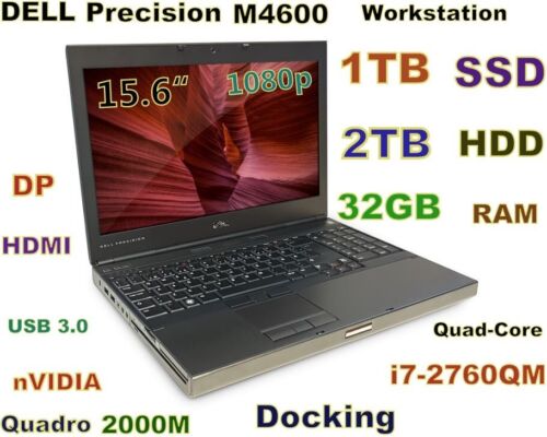 Workstation DELL M4600 i7-QUAD Fast 1TB SSD + 2TB 32GB 15.6 Quadro 2000 DOCK - 第 1/12 張圖片