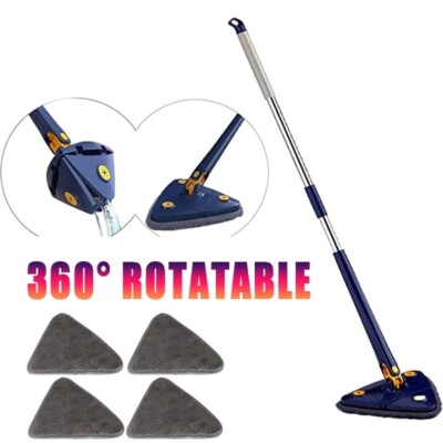NEW Extended Triangle Mop 360 Twist Squeeze Wringing XType Window Glass Toilet B